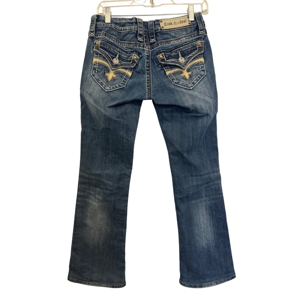 Rock Revival Leah Womens Size 25 Bootcut Jeans Distressed Medium Wash Denim